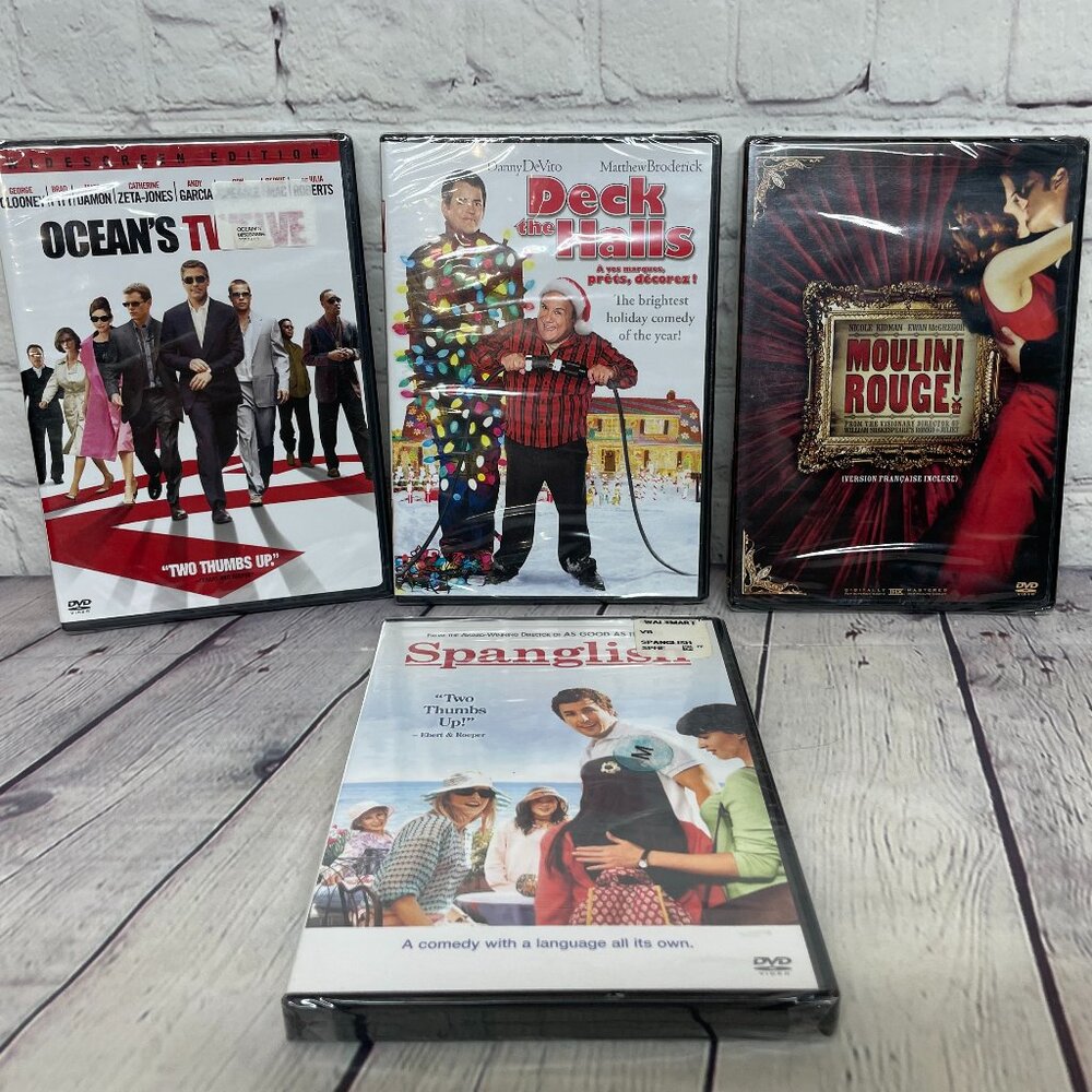 New DVD Lot of 4 - Oceans Twelve Deck The Halls Moulin Rouge Spanglish - Sealed